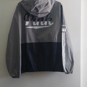 PINK Victoria's Secret Logo Spellout Zip up Windbreaker Jacket Colorblock
